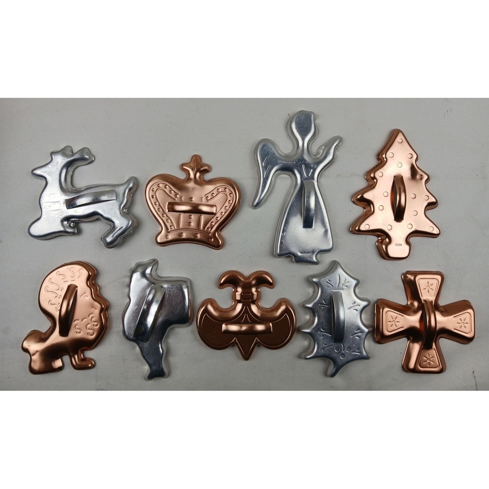 Vintage Retro Aluminum Christmas Cookie Cutters Lot Of 9
